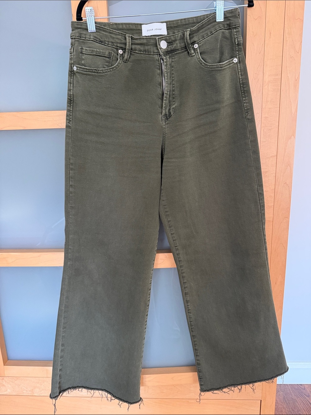 Dear John Women’s Olive Green Wide-Leg Jeans, Size 29.